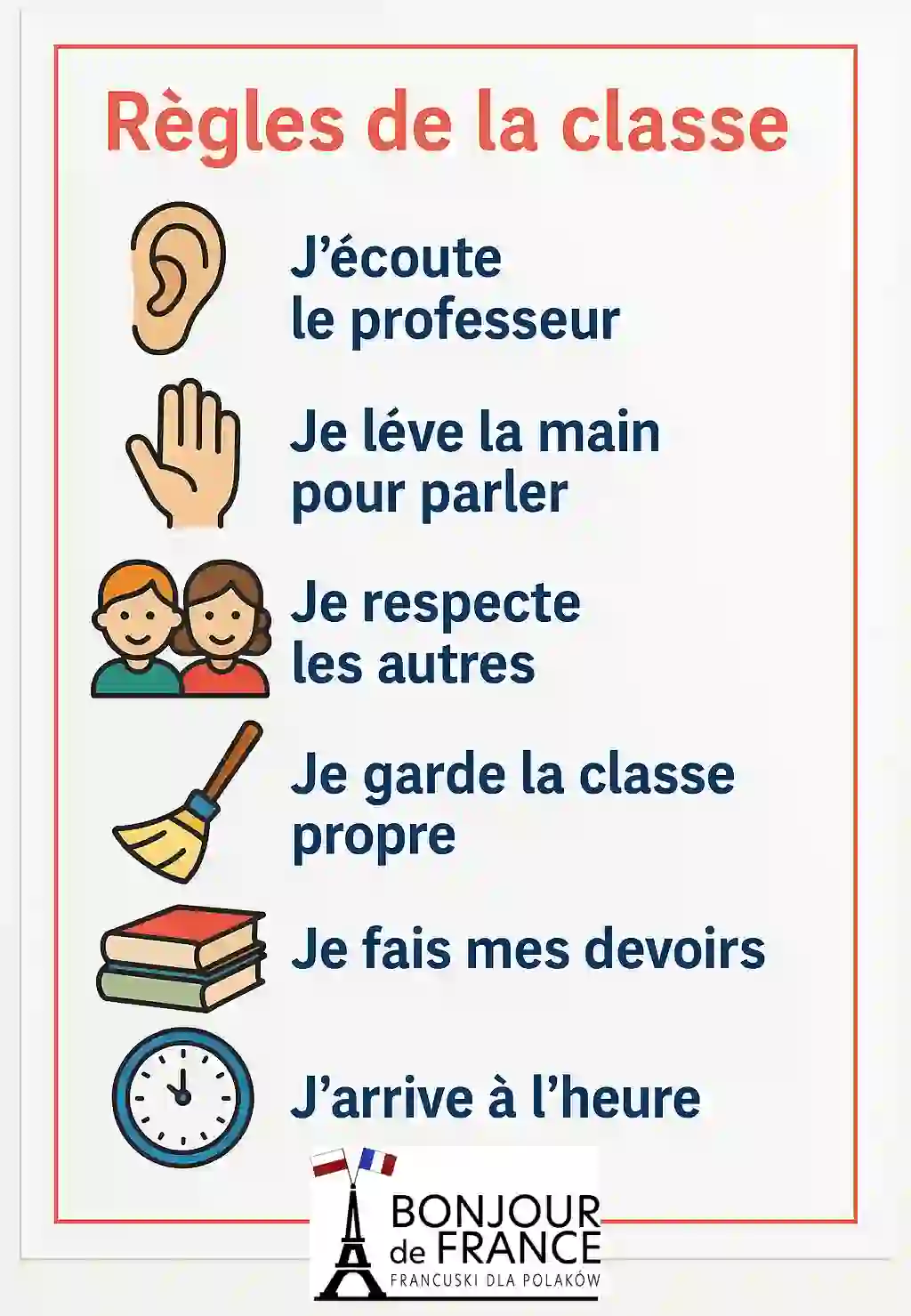 6 règles de la classe – jak mówić o zasadach w klasie po francusku? 2 Najczęstsze zasady klasy we francuskiej szkole