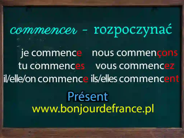 Odmiana czasownika commencer
