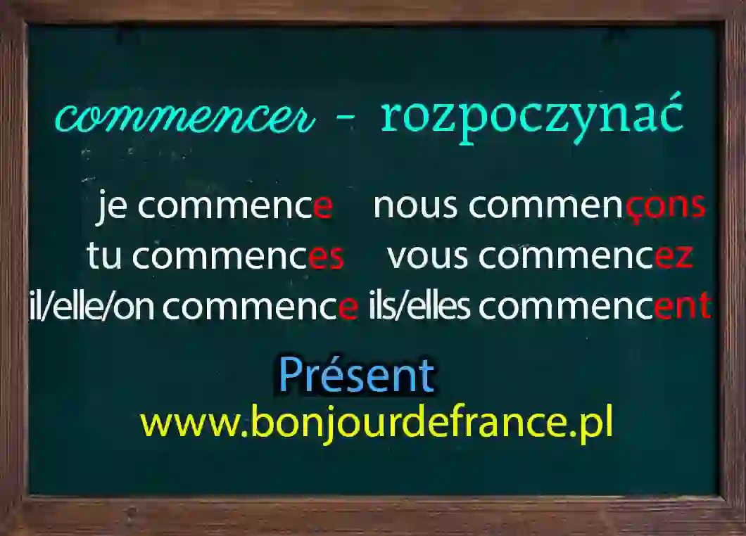 Odmiana czasownika commencer