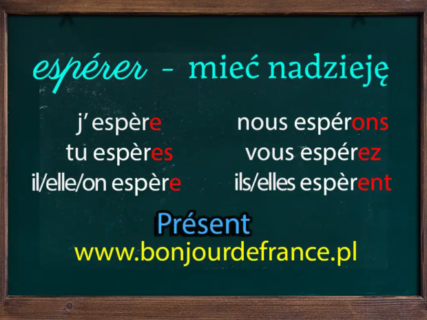 Odmiana czasownika espérer – tryb oznajmujący (Indicatif) Présent